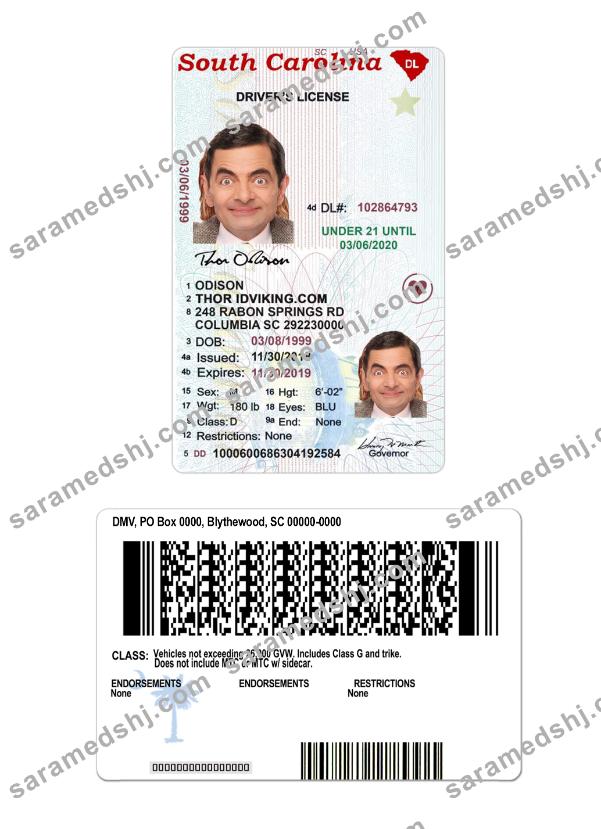 USA South Carolina under 21 driving license